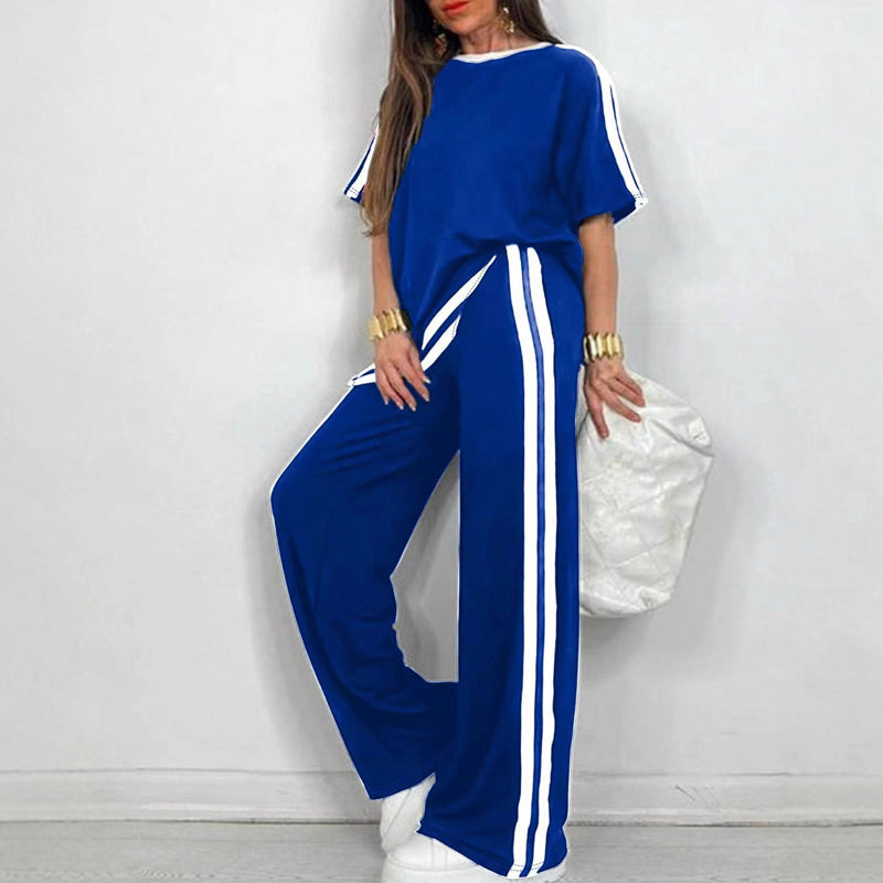 ⏳Begrenset tidsbegrenset 50 % rabatt⏰Sett med stripete topper og vide bukser til dame👚👖