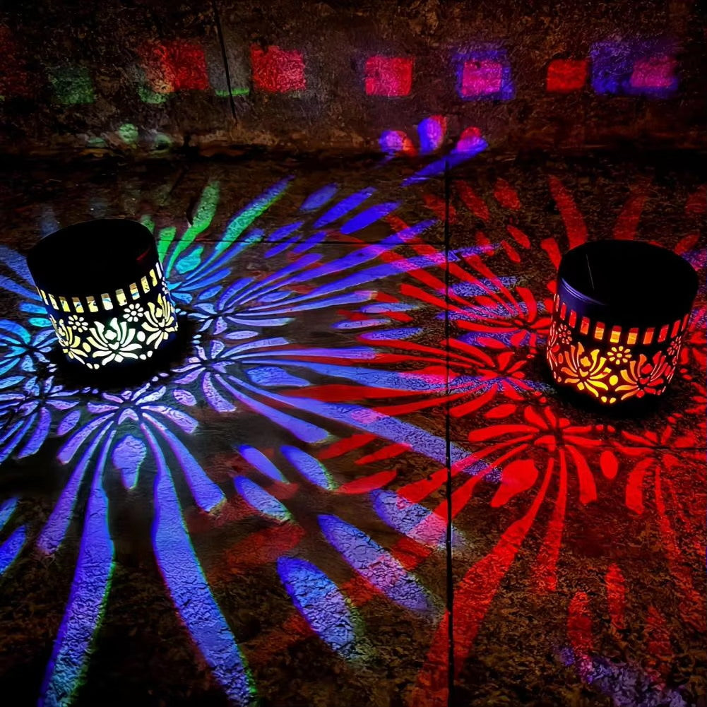🌞50 % RABATT NÅ! 🌀 Solcelledrevet mandala-lys – Fantastisk mønsterprojeksjon, 2-i-1 gulv- og veggdesign og IP65 vanntett automatisk av/på 🌿