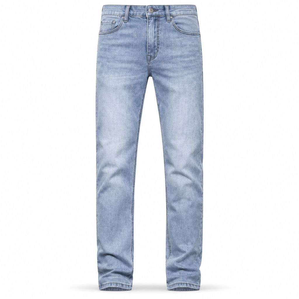 Boe Stretch Slim Fit Jeans, Avslappende Mid Rise Denim Bukser