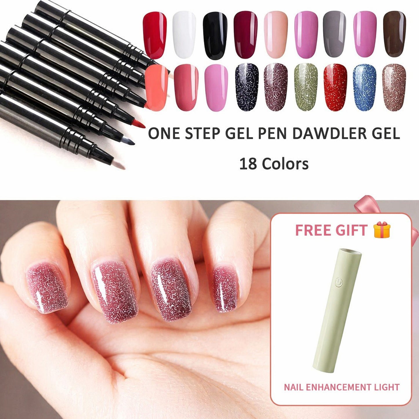 💅 Begrenset tilbud: Kjøp 1, få 1 gratis! ✨One Step neglegelpen🎨Gratis håndholdt mini-UV-neglelampe💡