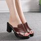 【50% DE DESCUENTO HOY】Sandalias de Tacón Grueso y Alto sin Cordones con Plataforma para Mujer