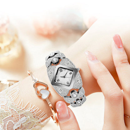 🔥Oferta especial 2025🔥Reloj de cuarzo retro para mujer con brillantes strass