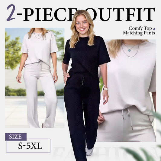 ✨Trendigt nu ✨Kvinnor Chic Topp & Matchande Byxor 2-delad Outfit