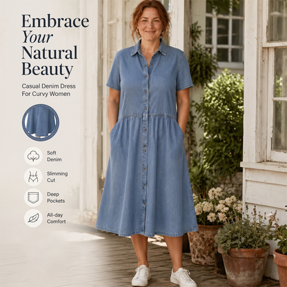 👗✨ 50 % RABATT! Denimskjortekjole – Avslappet eleganse og komfort