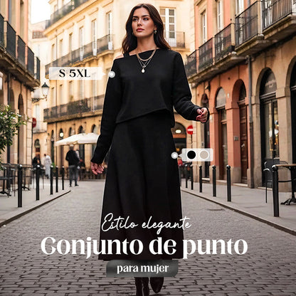 🚛 Envío Gratis ✨ Conjunto de punto 2 piezas para mujer: vestido midi + top corto 💖