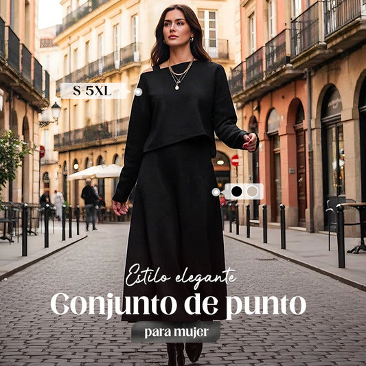 🚛 Envío Gratis ✨ Conjunto de punto 2 piezas para mujer: vestido midi + top corto 💖