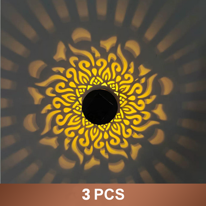 🌞50 % RABATT NÅ! 🌀 Solcelledrevet mandala-lys – Fantastisk mønsterprojeksjon, 2-i-1 gulv- og veggdesign og IP65 vanntett automatisk av/på 🌿
