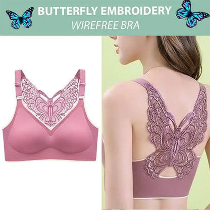 🎁Hot Salg 50% RABATT⏳Sommerfuglbrodert BH uten bøyler – Løft uten bøyler og støtte hele dagen ✨