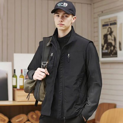 🔥🧥Oversized ermeløs vestjakke med lommer til herre