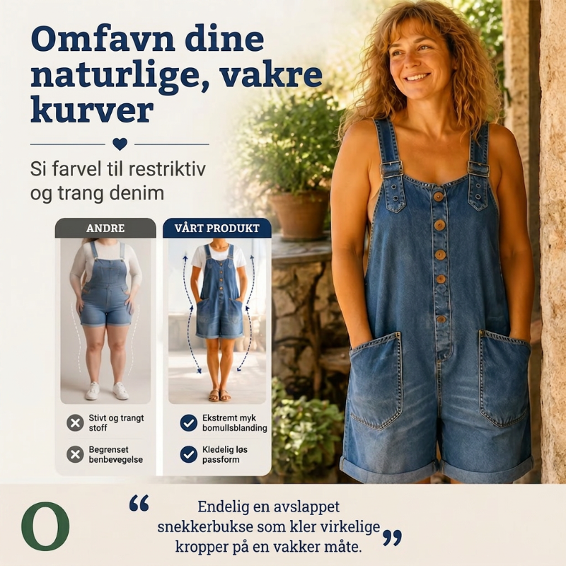🔥50 000+ SOLGT TIL HALV PRIS💙 Løse denimshorts til dame, justerbare stropper og romslige lommer S-2XL