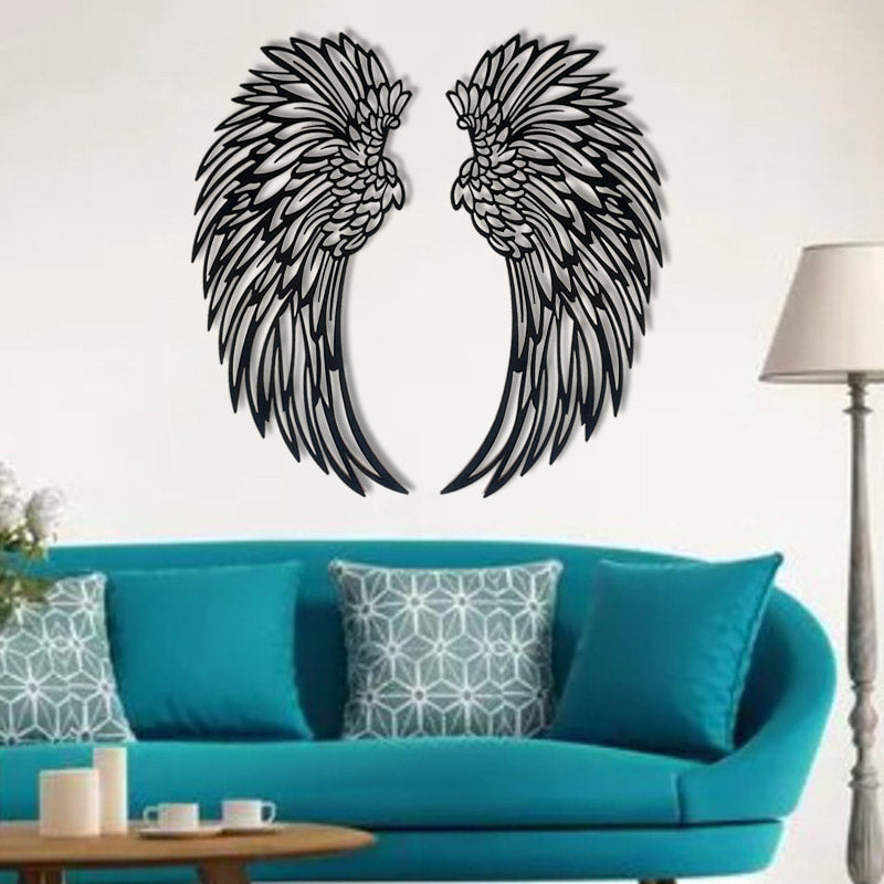 📢📢50 % RABATT!! ⏰Veggkunst med englevinger i metall og LED-lys🪽🌟