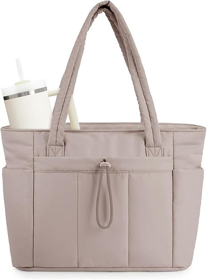 💕Rea 50% RABATT🎁Wandering Nature Puffer-tygväska med mugghållare och laptopfack samt trolleyväska för resor, arbete, sjuksköterskor, kvinnor