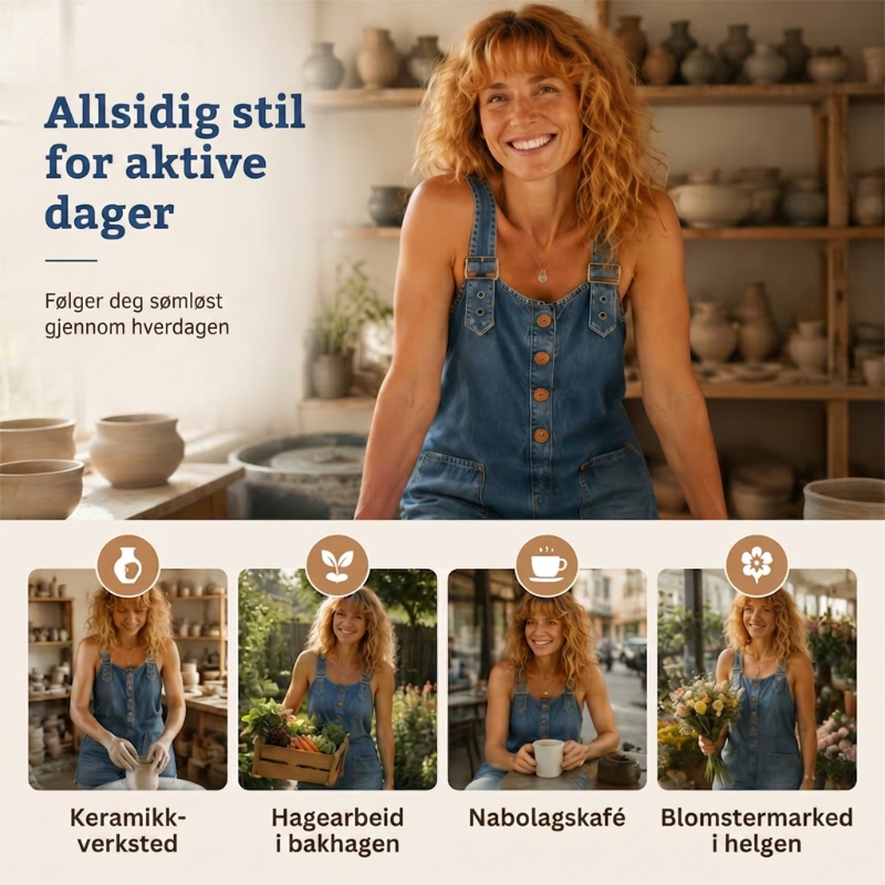 🔥50 000+ SOLGT TIL HALV PRIS💙 Løse denimshorts til dame, justerbare stropper og romslige lommer S-2XL