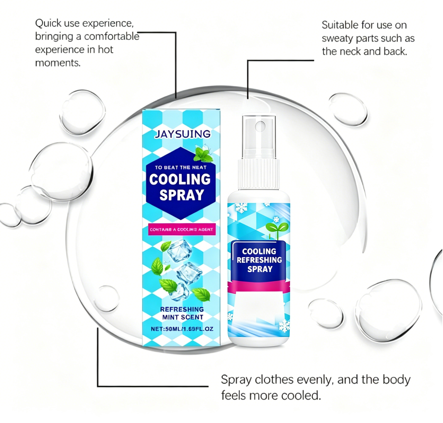 ❄️Øyeblikkelig kjølende spray for lindring av varmt vær – Naturlig peppermynte kroppsspray✨