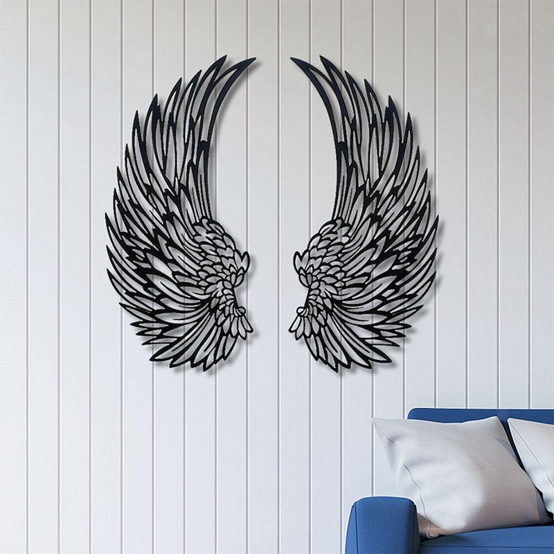 📢📢50 % RABATT!! ⏰Veggkunst med englevinger i metall og LED-lys🪽🌟