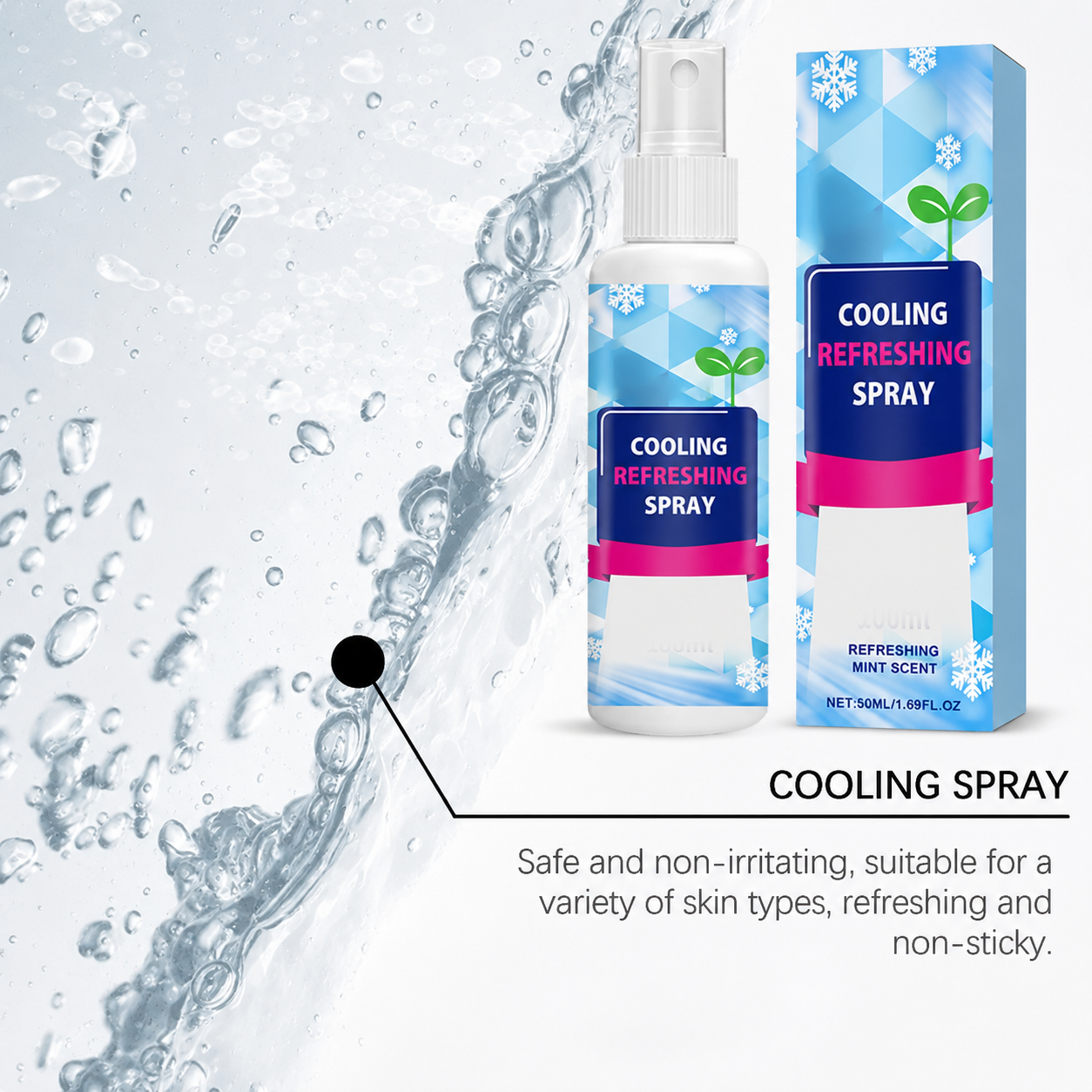 ❄️Øyeblikkelig kjølende spray for lindring av varmt vær – Naturlig peppermynte kroppsspray✨