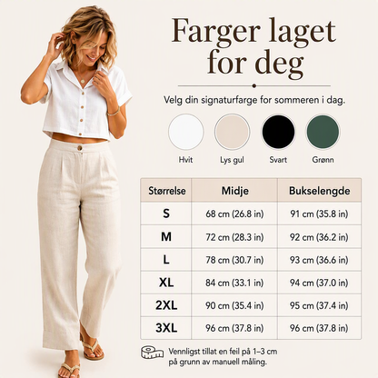 🔥👖Damebukser i linblanding med avslappet passform – Klassiske bukser med rette ben