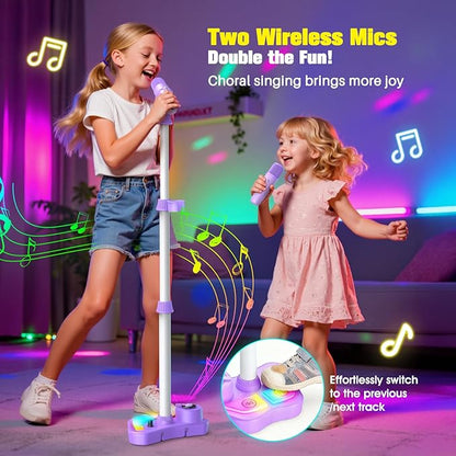 🎤 ¡Oferta por tiempo limitado! 52 % de descuento 🌟 Micrófono de juguete para niños con luces y máquina de karaoke 🎶✨