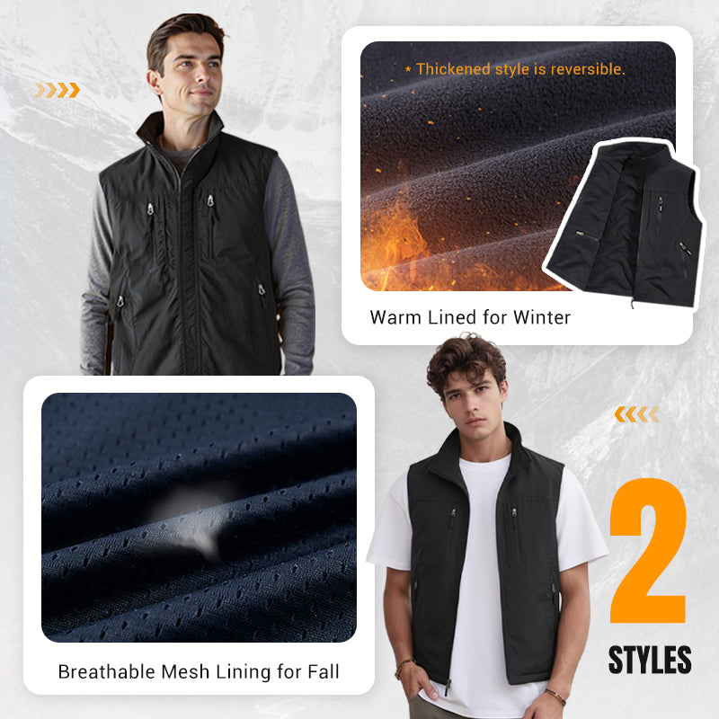 🔥🧥Oversized ermeløs vestjakke med lommer til herre