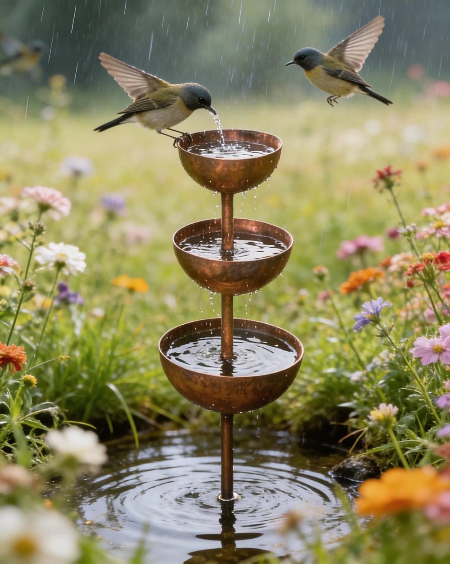 🐦 SISTE DAGS SALG 50 % RABATT⚡ Regnfanger - Plantestøtte 🌧️Metall hagepynt