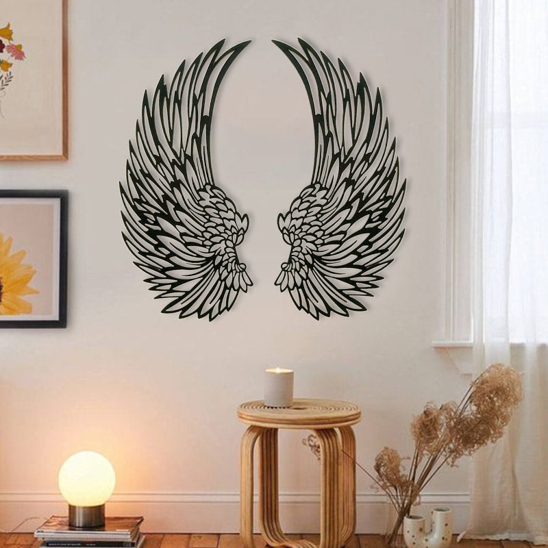 📢📢50 % RABATT!! ⏰Veggkunst med englevinger i metall og LED-lys🪽🌟