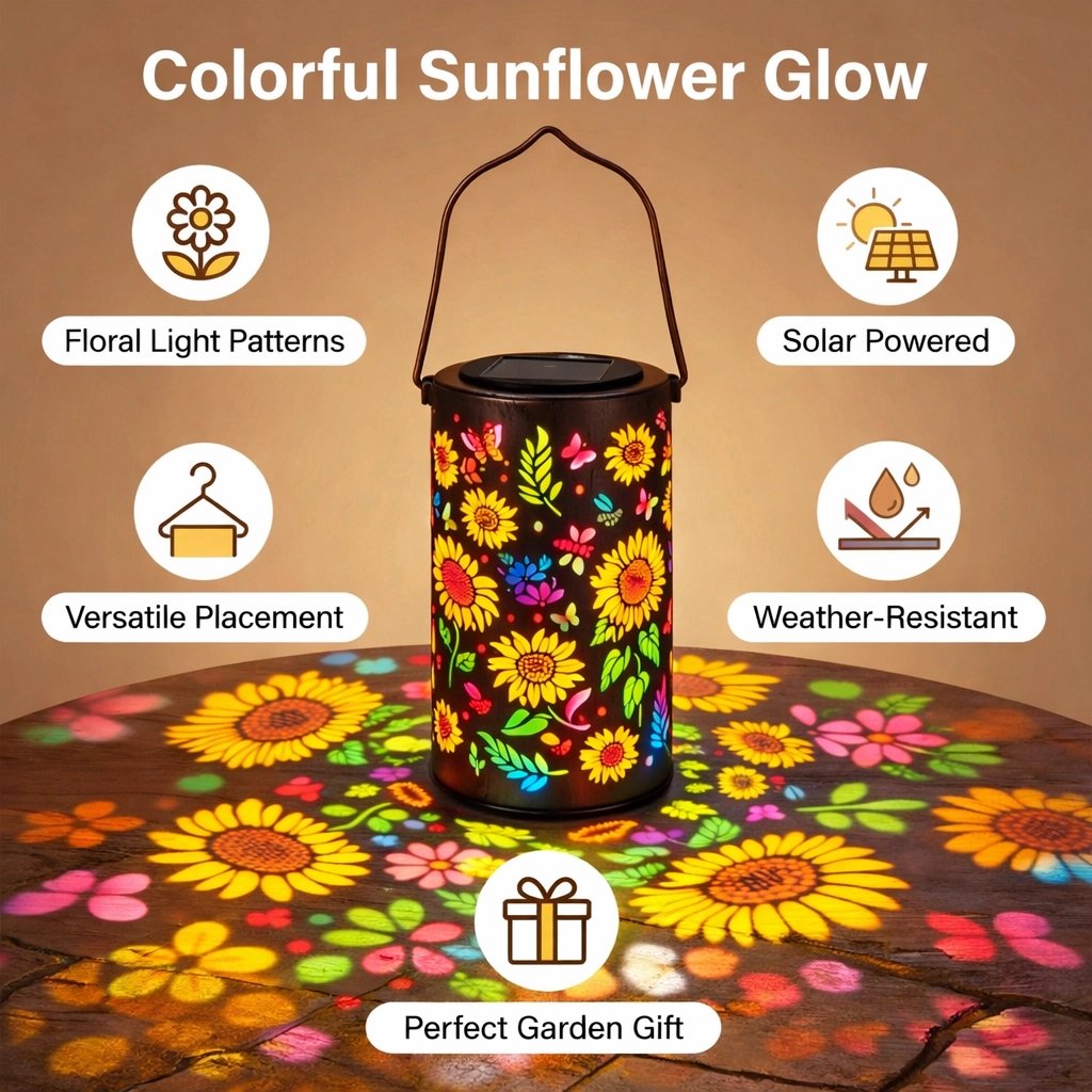 🔥HOT SALE 50% RABATT-🌞Gul solcellelampe med solsikkemotiv til hagen💫