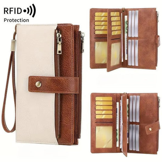 🔥54 % de descuento👜✨ Cartera plegable triple para mujer con bloqueo RFID – estilo retro y máxima seguridad 💖🔒