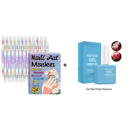 💞 50 % RABATT! 🎨Neglelakkpenner med to spisser – Tørker raskt, uten UV-lampe. Fin spiss og penselspiss. 12/24 livlige farger. Enkel DIY hjemme. Ingen flekker, bare kunst! 💅🖌️