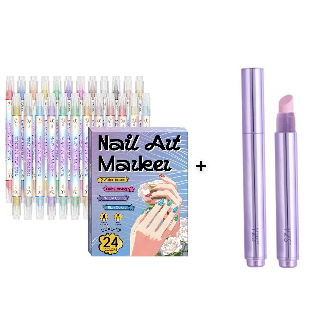 💞 50 % RABATT! 🎨Neglelakkpenner med to spisser – Tørker raskt, uten UV-lampe. Fin spiss og penselspiss. 12/24 livlige farger. Enkel DIY hjemme. Ingen flekker, bare kunst! 💅🖌️