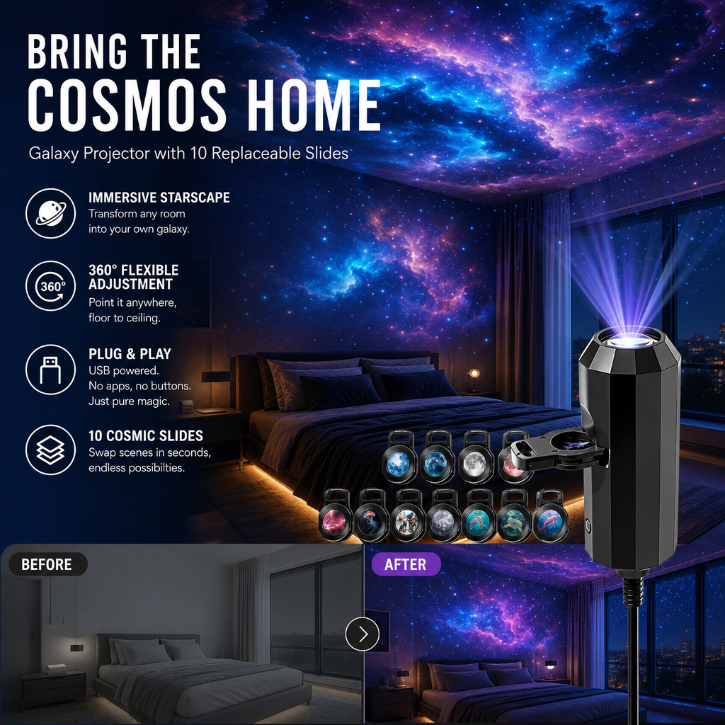 Plug-and-Play HD Galaxy & Ocean Projektor Nattlys 🥳55 000+ fornøyde brukere