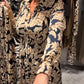 🔥Höst- och vinterspecial💖 Blommig skjortklänning i vintagestil med knappar i midjan