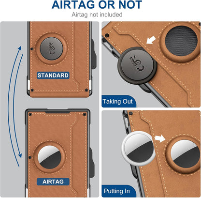 💼🔒Slank herrelommebok i aluminium med RFID-blokkering – Pop-up-kortholder med pengeklips og doble ID-vinduer