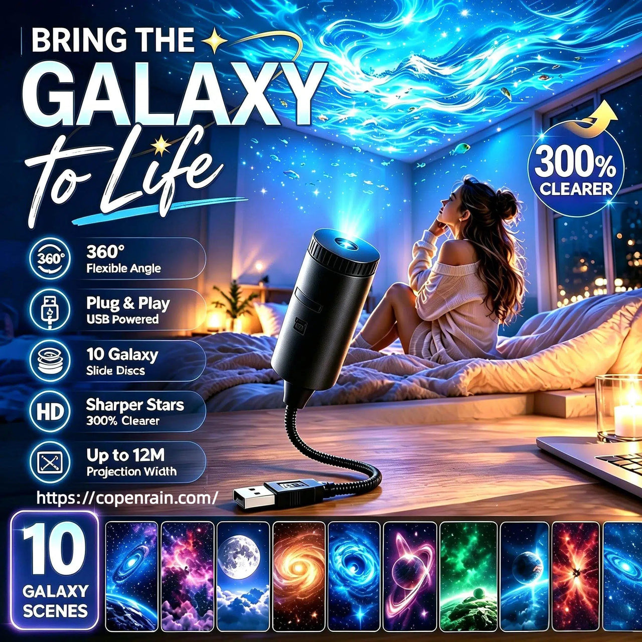 Plug-and-Play HD Galaxy & Ocean Projektor Nattlys 🥳55 000+ fornøyde brukere
