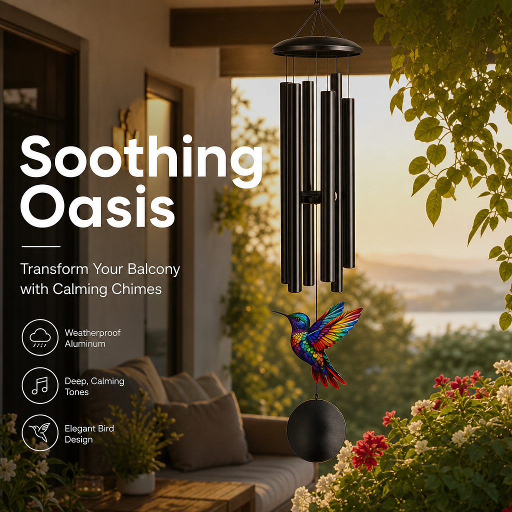 🎵 50 % RABATT I BEGRENSET TID! 💥 Vintage vindklokker i metall | Elegant hagedekor i svart aluminium med fugle- og sommerfugldetaljer for terrasse og veranda