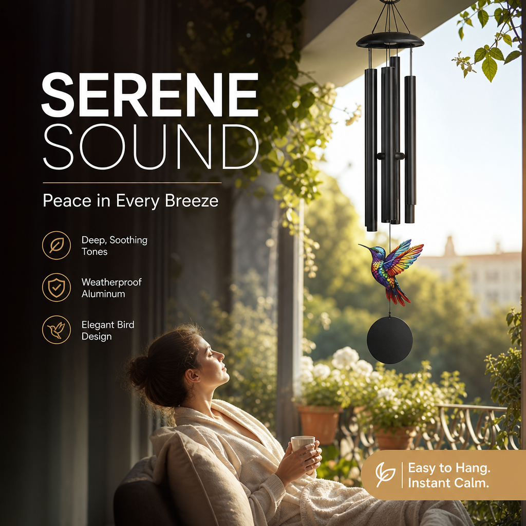 🎵 50 % RABATT I BEGRENSET TID! 💥 Vintage vindklokker i metall | Elegant hagedekor i svart aluminium med fugle- og sommerfugldetaljer for terrasse og veranda