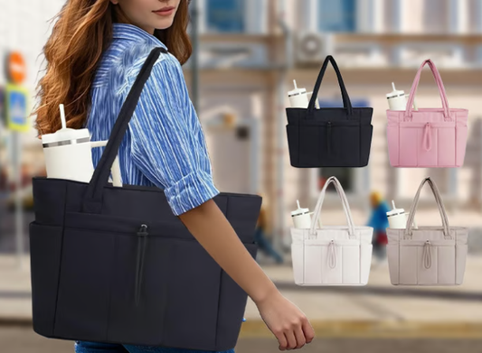 💕Rea 50% RABATT🎁Wandering Nature Puffer-tygväska med mugghållare och laptopfack samt trolleyväska för resor, arbete, sjuksköterskor, kvinnor