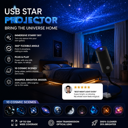 Plug-and-Play HD Galaxy & Ocean Projektor Nattlys 🥳55 000+ fornøyde brukere