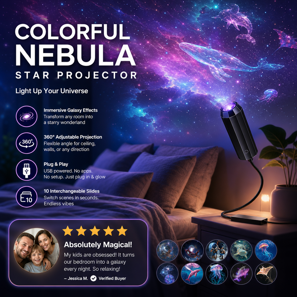Plug-and-Play HD Galaxy & Ocean Projektor Nattlys 🥳55 000+ fornøyde brukere