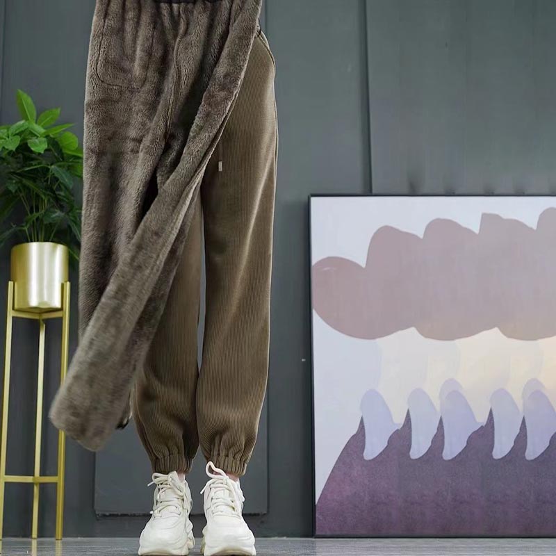 🔥Varmt salg 🔥 Joggebukse for dame med varm, plysjaktig kordfløyel（50% OFF)