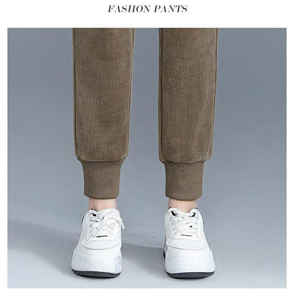 🔥Varmt salg 🔥 Joggebukse for dame med varm, plysjaktig kordfløyel（50% OFF)