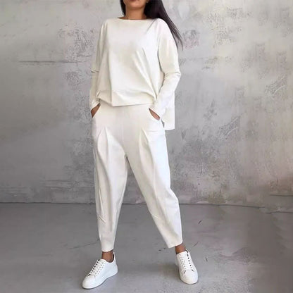 🎀Ett måste-ha modeplagg för din höst- och vintergarderob💕Damset i två delar: rundhalsad långärmad topp + byxor🧥 +👖