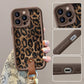 Funda para iPhone con estampado de leopardo y cordón