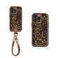 Funda para iPhone con estampado de leopardo y cordón