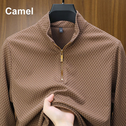 Hombres de alta moda patrón media cremallera camisa de negocios casual【Comprar 2 envío gratis】