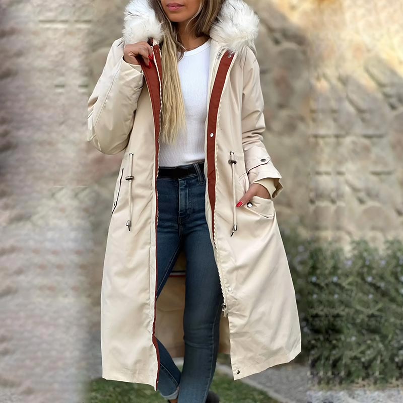 🎁Vinterfrakk med hette og pelskrage, casual parka for kvinner【Gratis levering】
