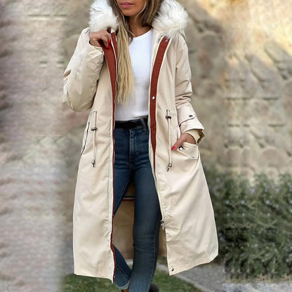 🎁Vinterfrakk med hette og pelskrage, casual parka for kvinner【Gratis levering】