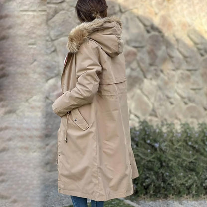 🎁Vinterfrakk med hette og pelskrage, casual parka for kvinner【Gratis levering】