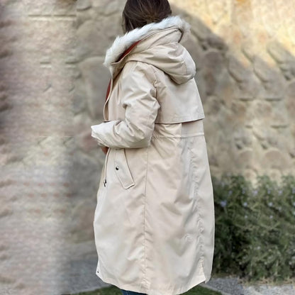 🎁Vinterfrakk med hette og pelskrage, casual parka for kvinner【Gratis levering】