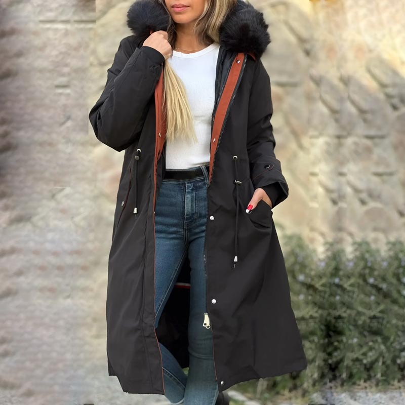 🎁Vinterfrakk med hette og pelskrage, casual parka for kvinner【Gratis levering】