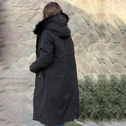 🎁Vinterfrakk med hette og pelskrage, casual parka for kvinner【Gratis levering】